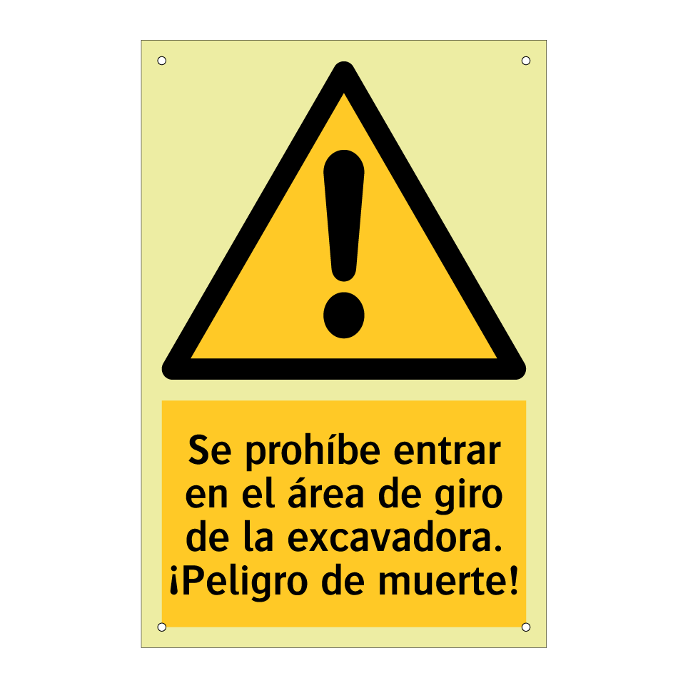 Se prohíbe entrar en el área de giro de la excavadora. ¡Peligro de muerte!