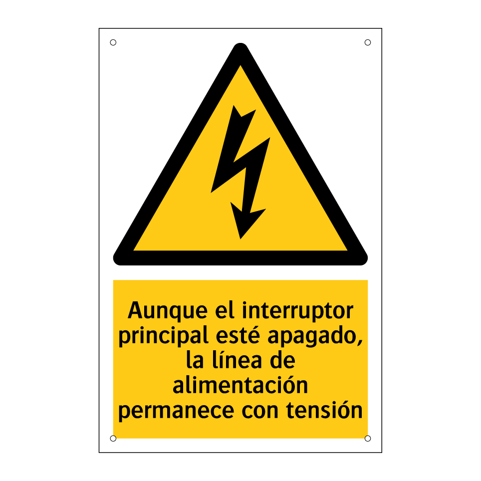 Aunque el interruptor principal esté apagado, la línea de alimentación permanece con tensión
