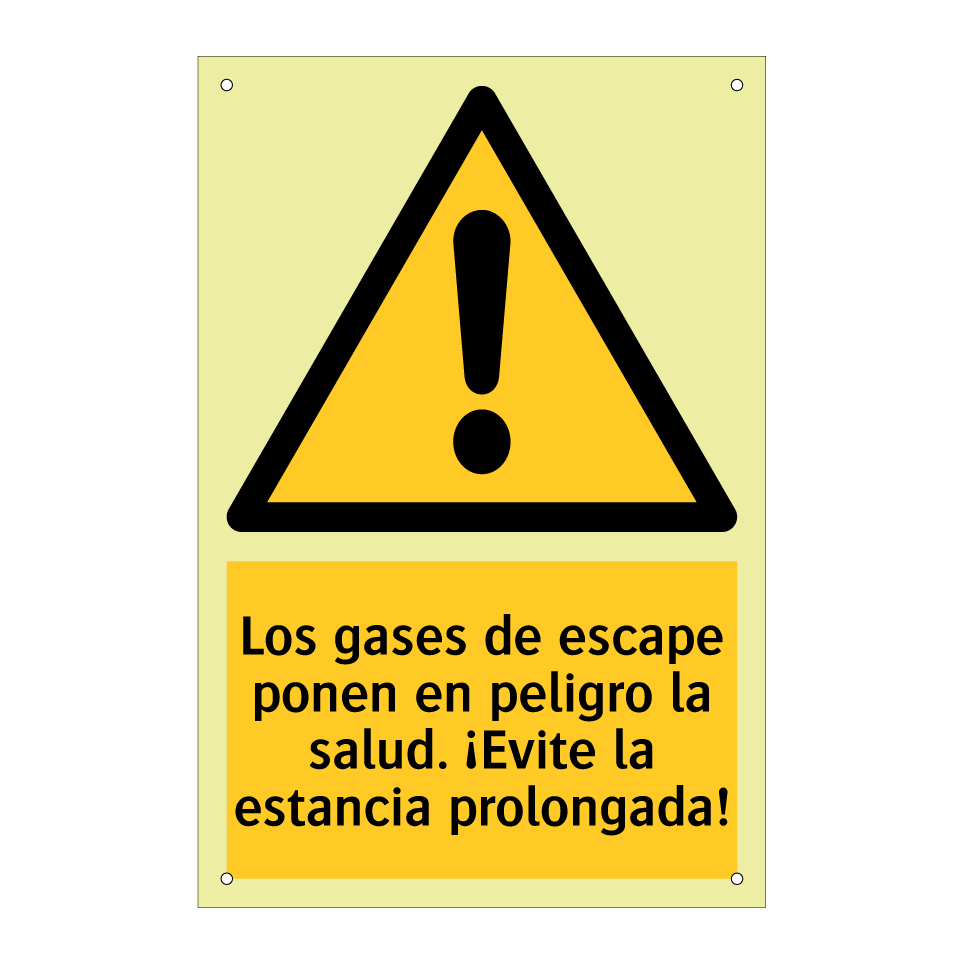 Los gases de escape ponen en peligro la salud. ¡Evite la estancia prolongada!