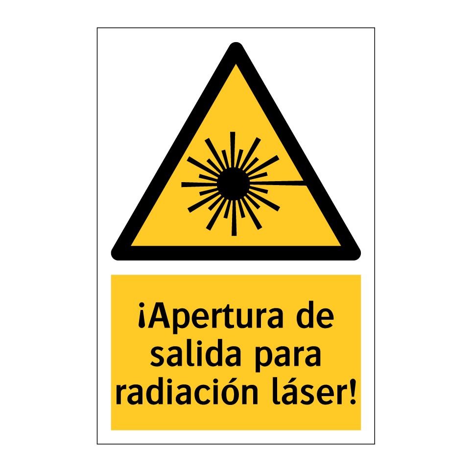 ¡Apertura de salida para radiación láser!