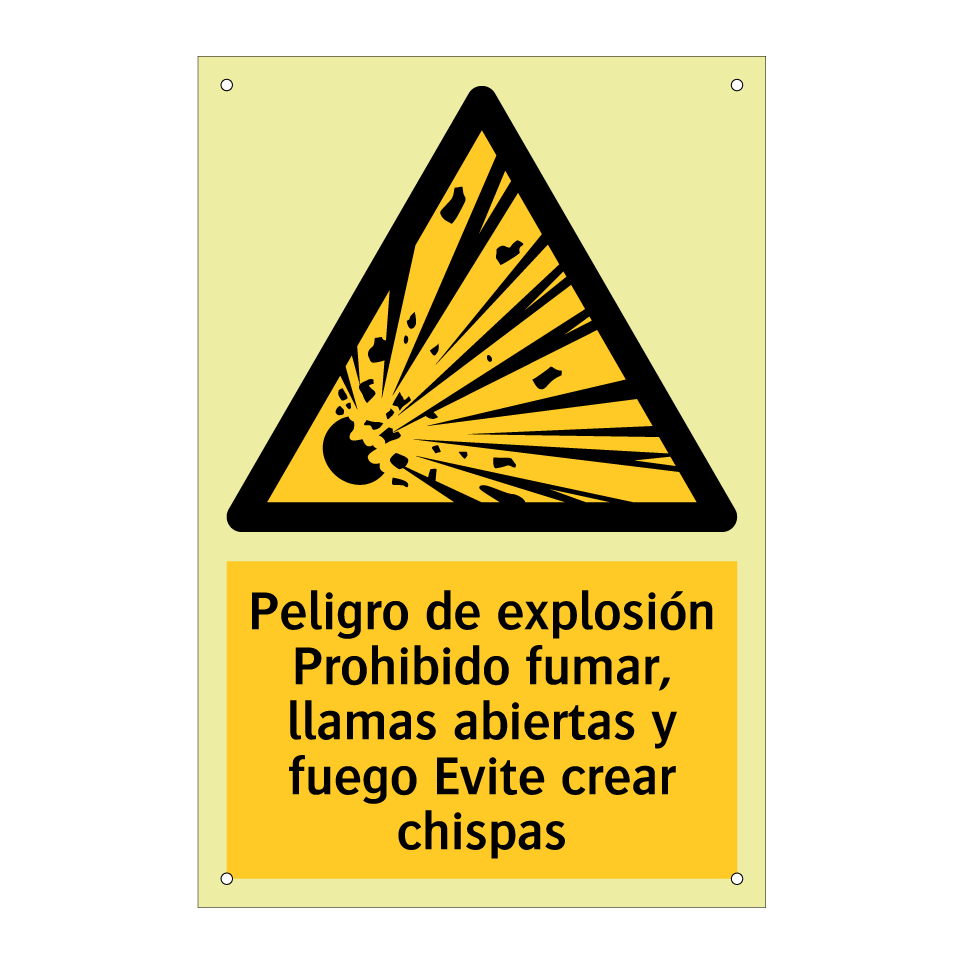 Peligro de explosión Prohibido fumar, llamas abiertas y fuego Evite crear chispas