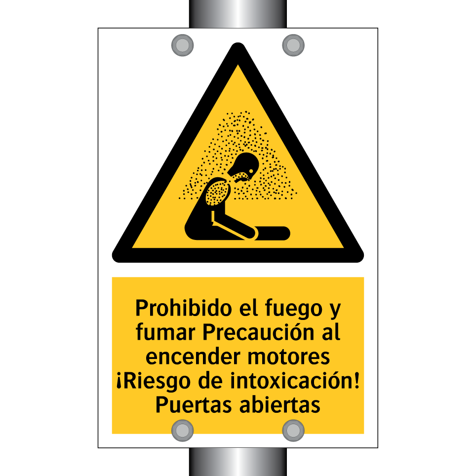 Prohibido el fuego y fumar Precaución al encender motores ¡Riesgo de intoxicación! Puertas abiertas