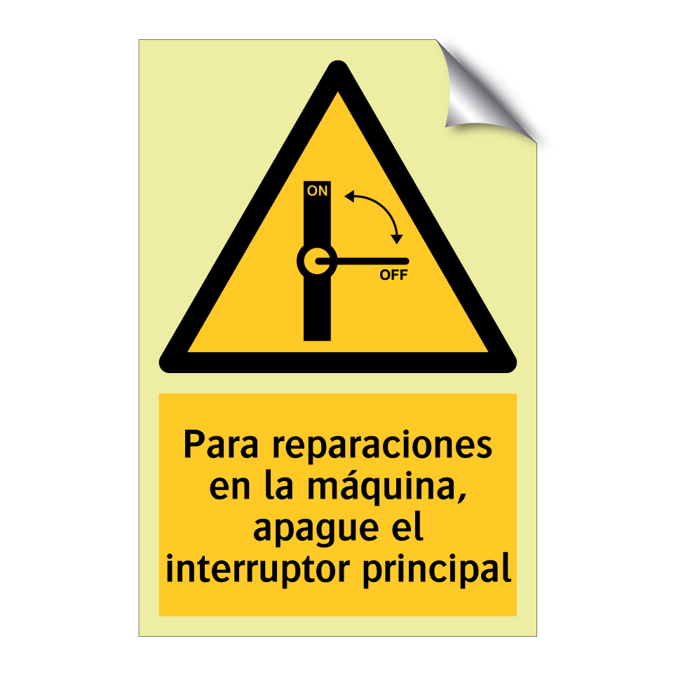 Para reparaciones en la máquina, apague el interruptor principal