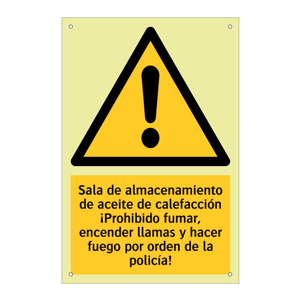 Sala de almacenamiento de aceite de calefacción ¡Prohibido fumar, encender llamas y hacer fuego por orden de la policía!