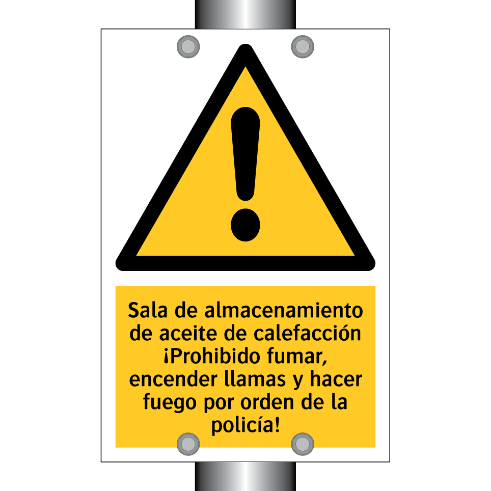 Sala de almacenamiento de aceite de calefacción ¡Prohibido fumar, encender llamas y hacer fuego por orden de la policía!