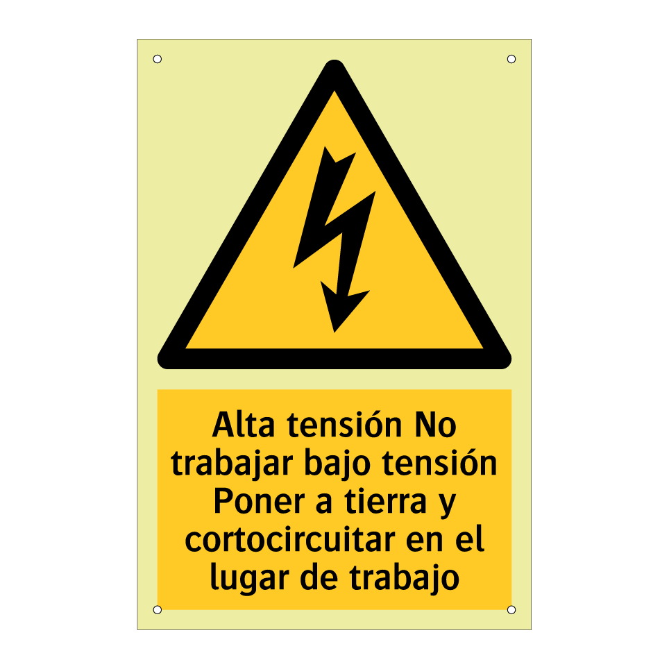 Alta tensión No trabajar bajo tensión Poner a tierra y cortocircuitar en el lugar de trabajo