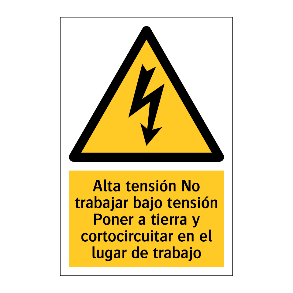 Alta tensión No trabajar bajo tensión Poner a tierra y cortocircuitar en el lugar de trabajo