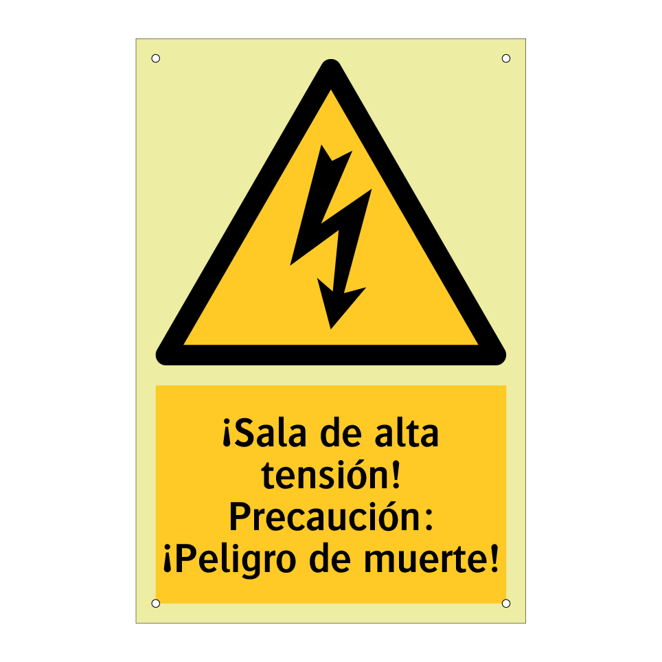 ¡Sala de alta tensión! Precaución: ¡Peligro de muerte!