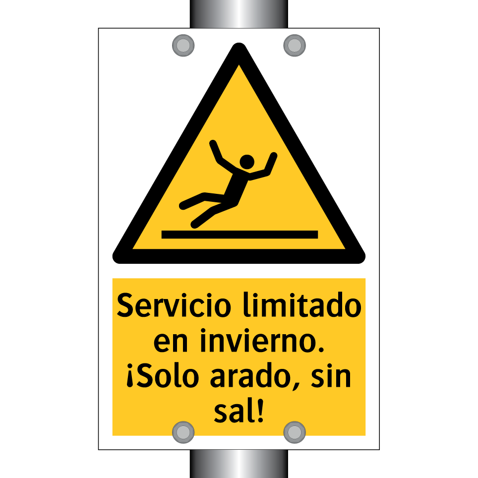 Servicio limitado en invierno. ¡Solo arado, sin sal!