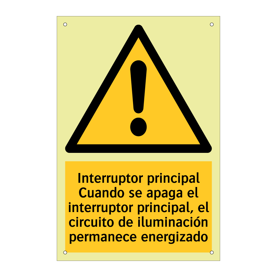 Interruptor principal Cuando se apaga el interruptor principal, el circuito de iluminación permanece energizado