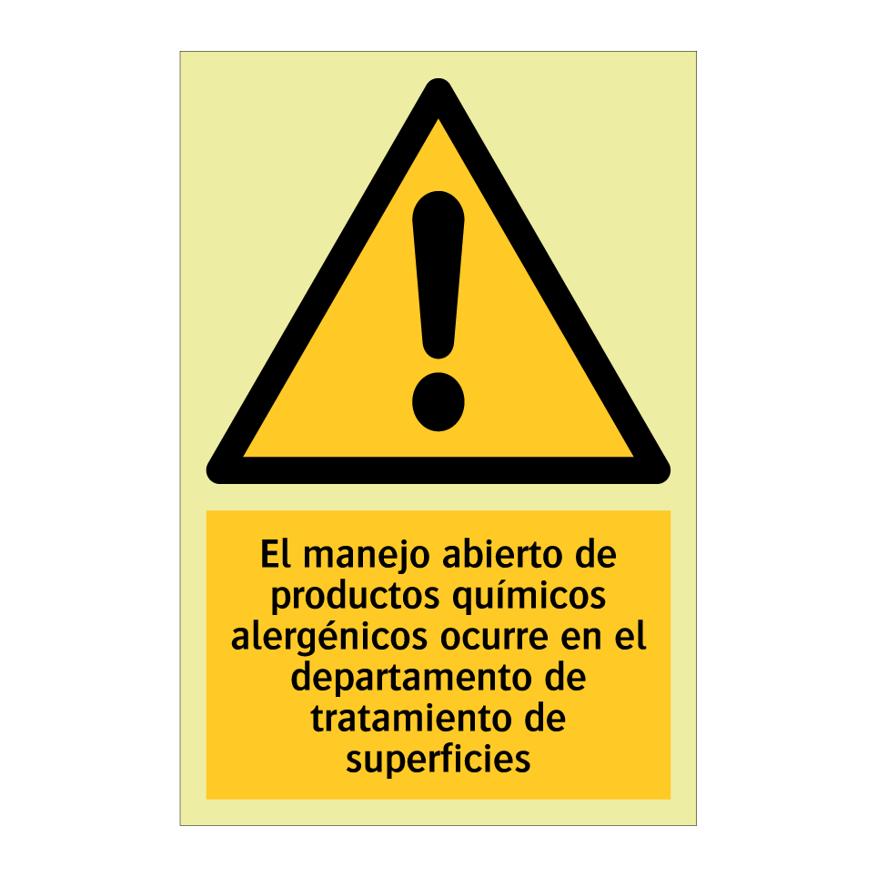 El manejo abierto de productos químicos alergénicos ocurre en el departamento de tratamiento de superficies