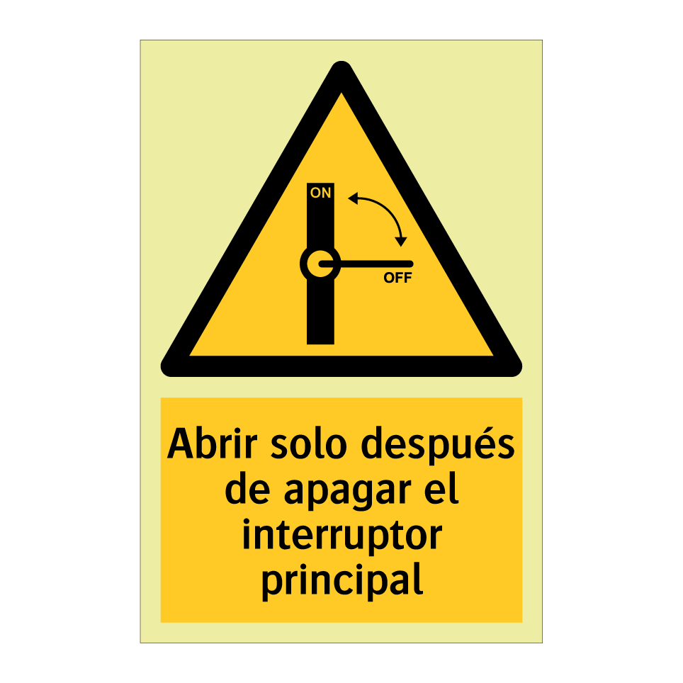 Abrir solo después de apagar el interruptor principal