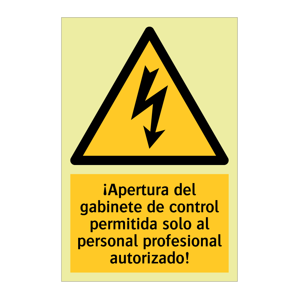 ¡Apertura del gabinete de control permitida solo al personal profesional autorizado!