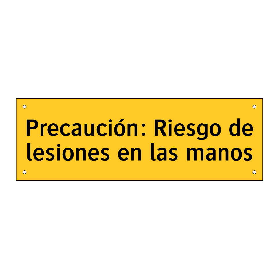 Precaución: Riesgo de lesiones en las manos