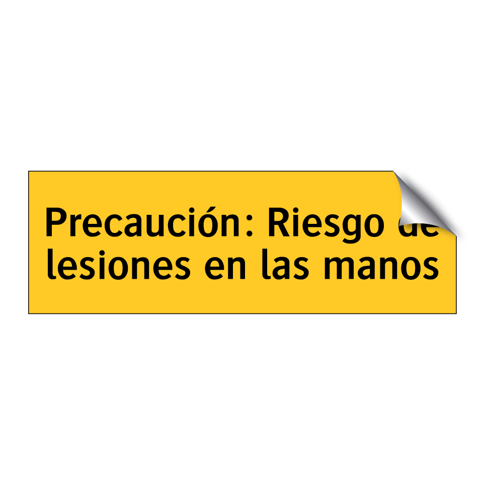 Precaución: Riesgo de lesiones en las manos