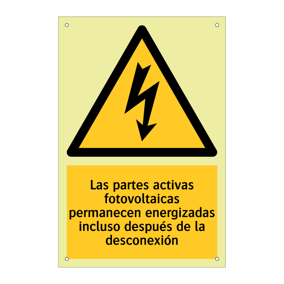 Las partes activas fotovoltaicas permanecen energizadas incluso después de la desconexión