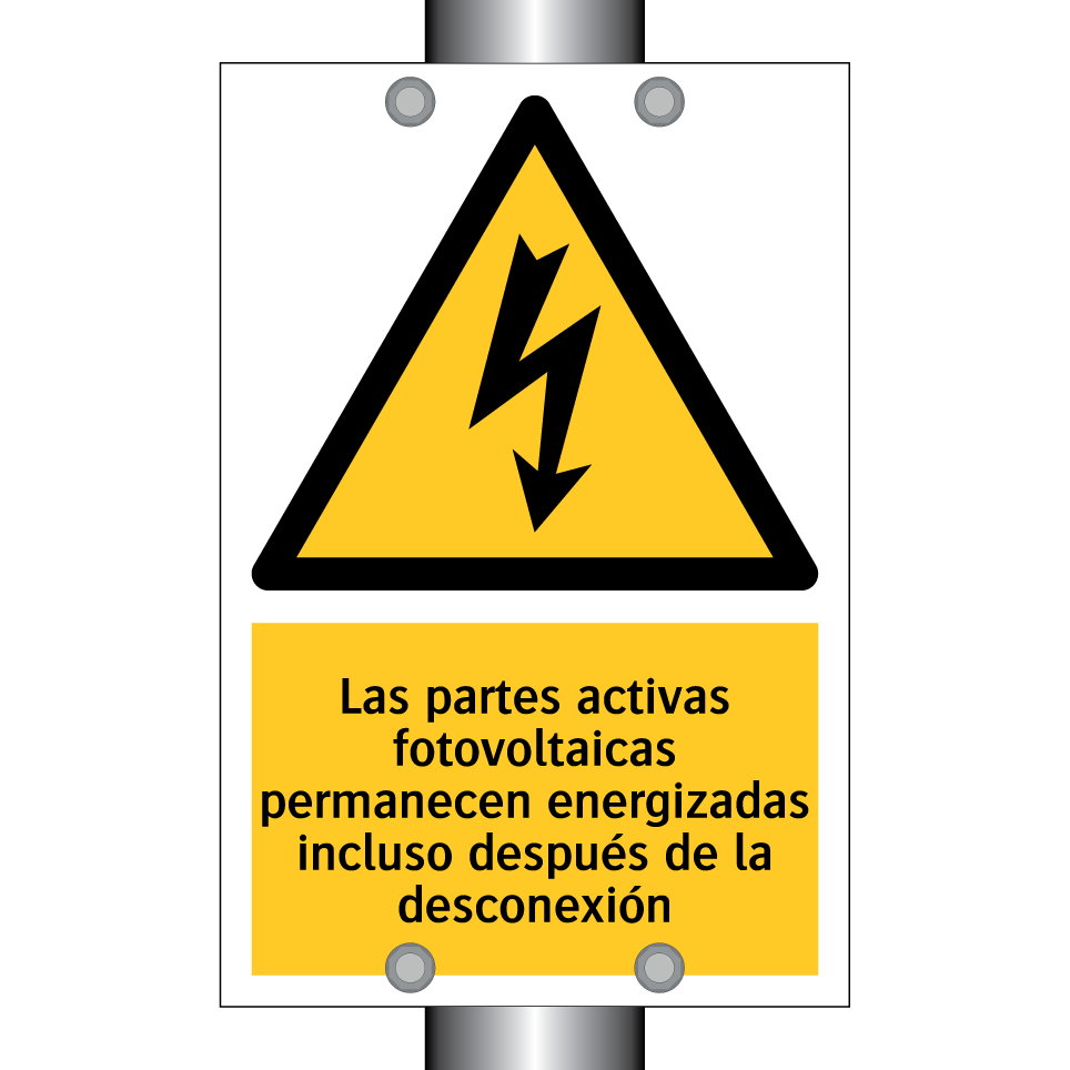 Las partes activas fotovoltaicas permanecen energizadas incluso después de la desconexión
