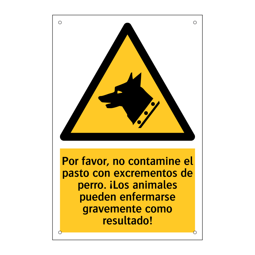 Por favor, no contamine el pasto con excrementos de perro. ¡Los animales pueden enfermarse gravemente como resultado!