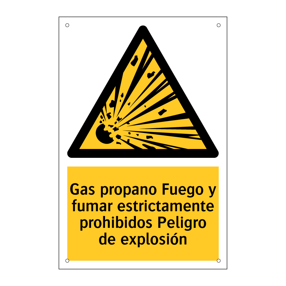 Gas propano Fuego y fumar estrictamente prohibidos Peligro de explosión