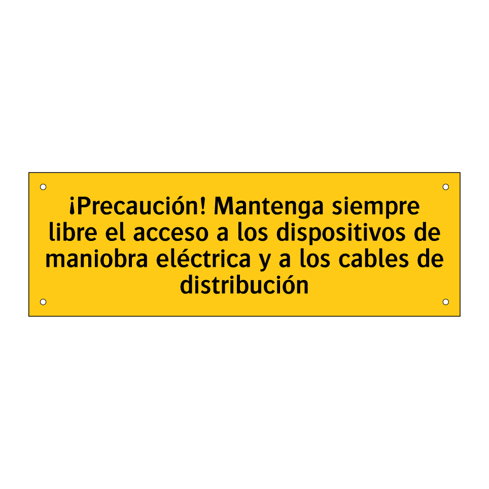 ¡Precaución! Mantenga siempre libre el acceso a los dispositivos de maniobra eléctrica y a los cables de distribución