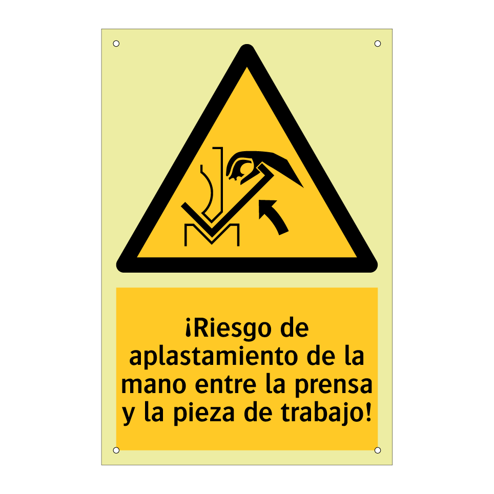 ¡Riesgo de aplastamiento de la mano entre la prensa y la pieza de trabajo!