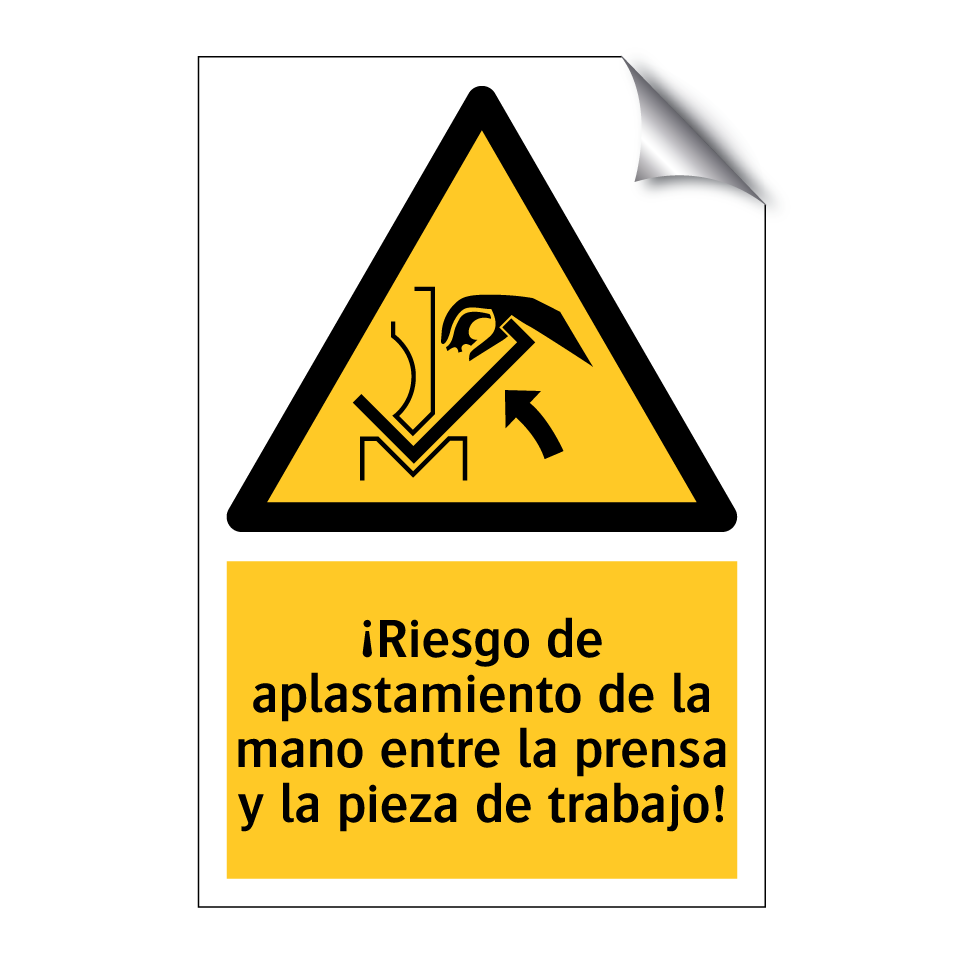 ¡Riesgo de aplastamiento de la mano entre la prensa y la pieza de trabajo!