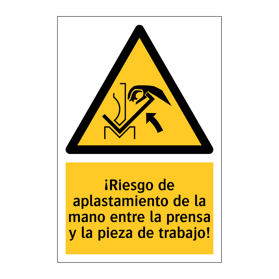 ¡Riesgo de aplastamiento de la mano entre la prensa y la pieza de trabajo!