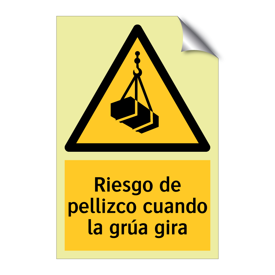 Riesgo de pellizco cuando la grúa gira