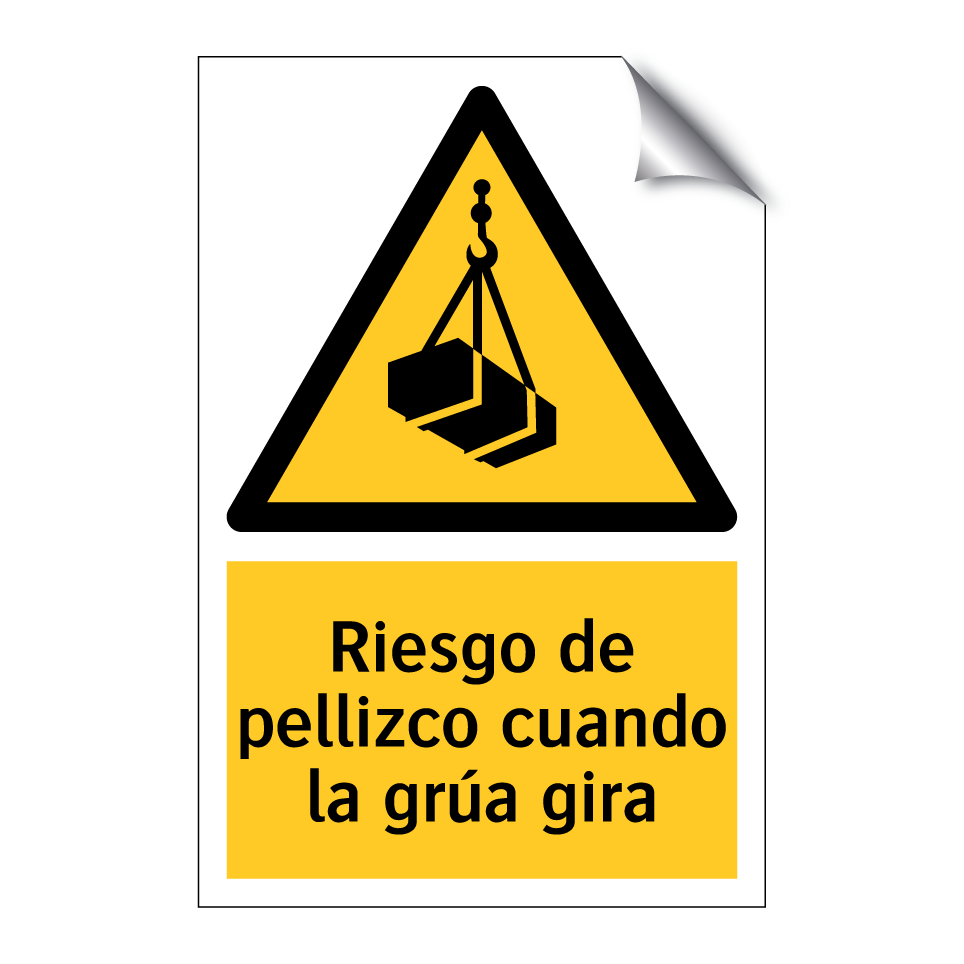 Riesgo de pellizco cuando la grúa gira