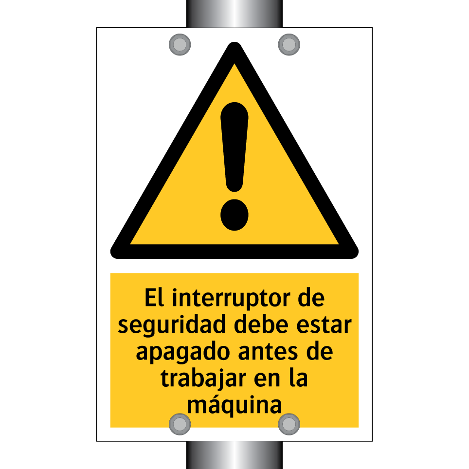 El interruptor de seguridad debe estar apagado antes de trabajar en la máquina