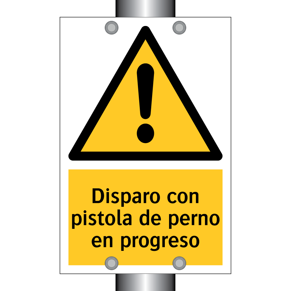 Disparo con pistola de perno en progreso