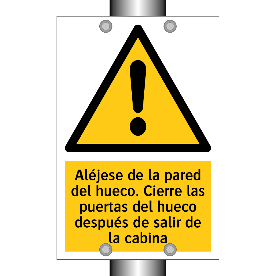 Aléjese de la pared del hueco. Cierre las puertas del hueco después de salir de la cabina