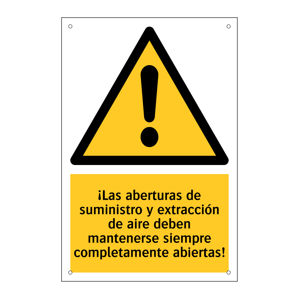 ¡Las aberturas de suministro y extracción de aire deben mantenerse siempre completamente abiertas!