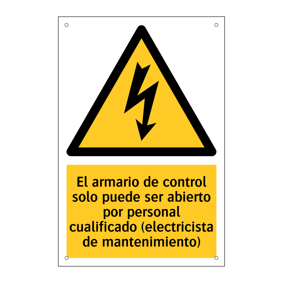El armario de control solo puede ser abierto por personal cualificado (electricista de mantenimiento)