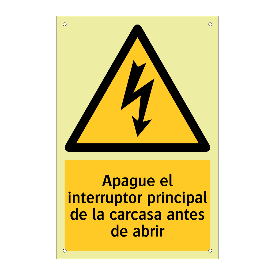 Apague el interruptor principal de la carcasa antes de abrir
