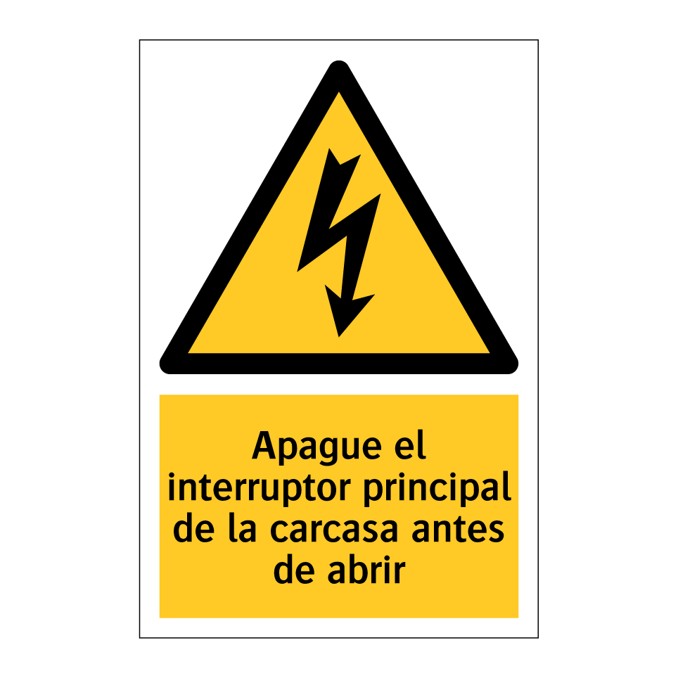 Apague el interruptor principal de la carcasa antes de abrir