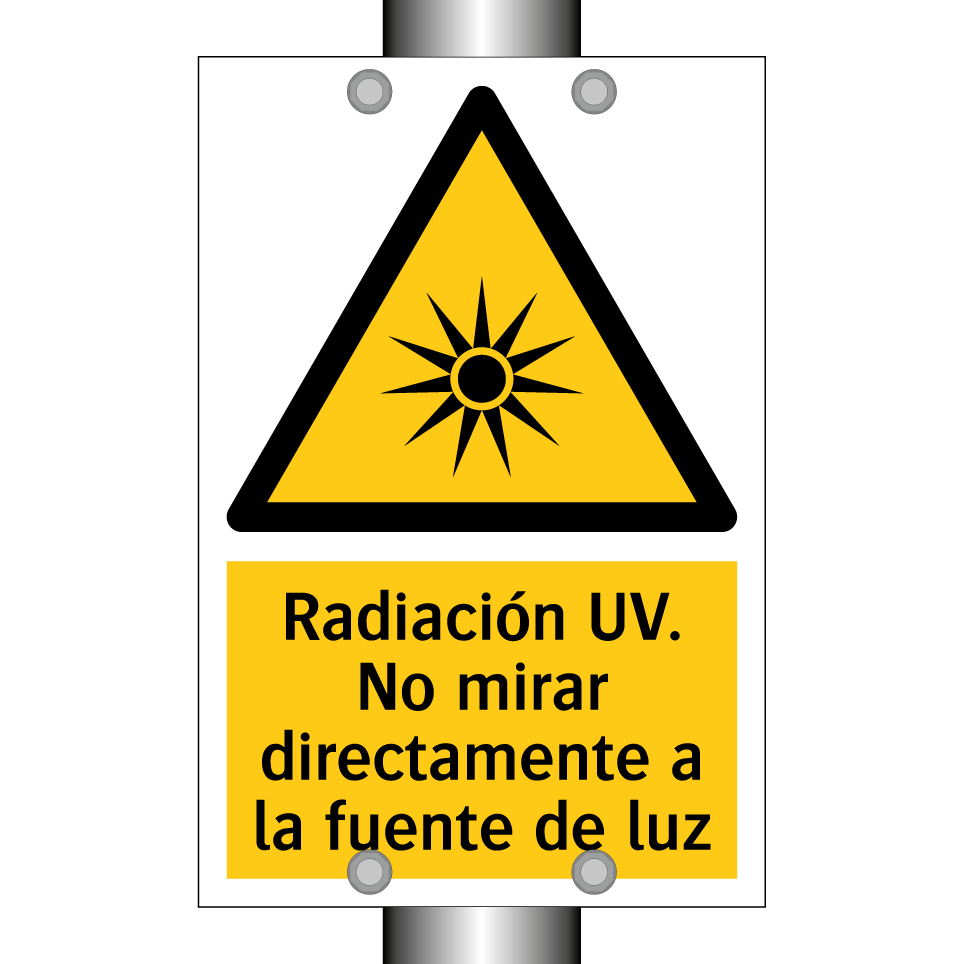 Radiación UV. No mirar directamente a la fuente de luz