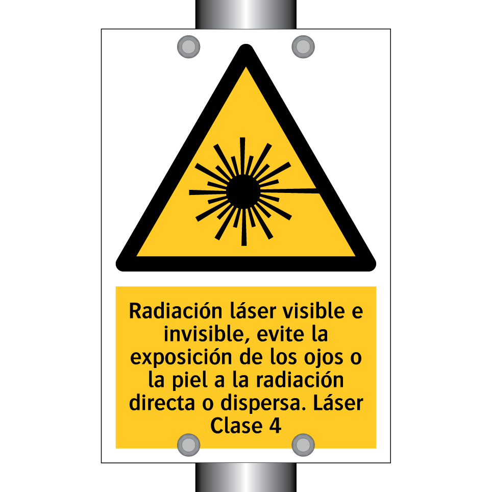 Radiación láser visible e invisible, evite la exposición de los ojos o la piel a la radiación directa o dispersa. Láser Clase 4