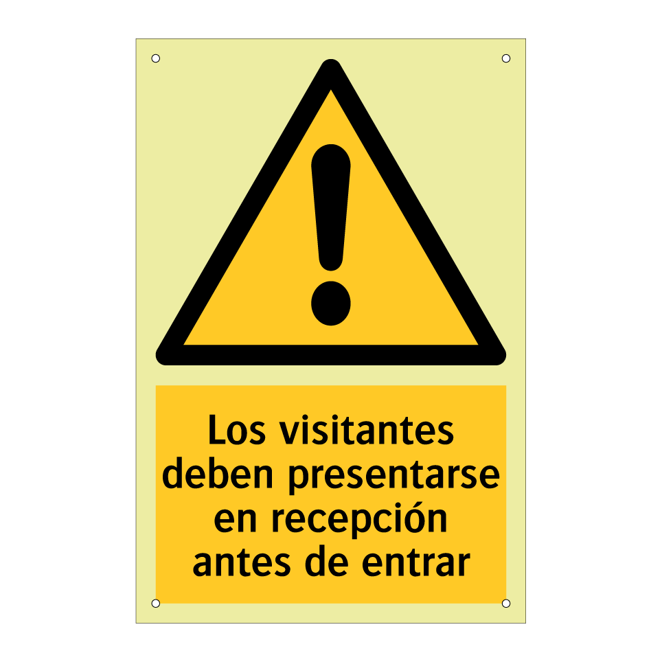 Los visitantes deben presentarse en recepción antes de entrar