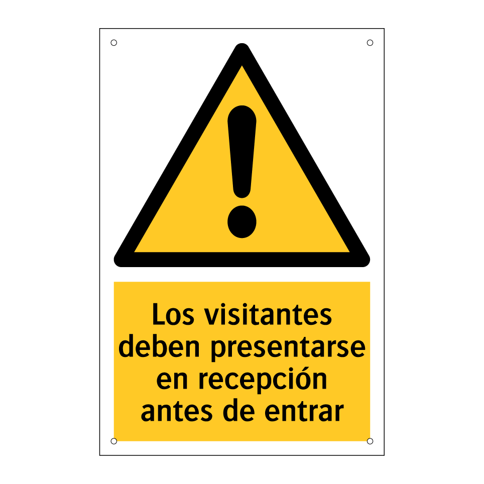Los visitantes deben presentarse en recepción antes de entrar
