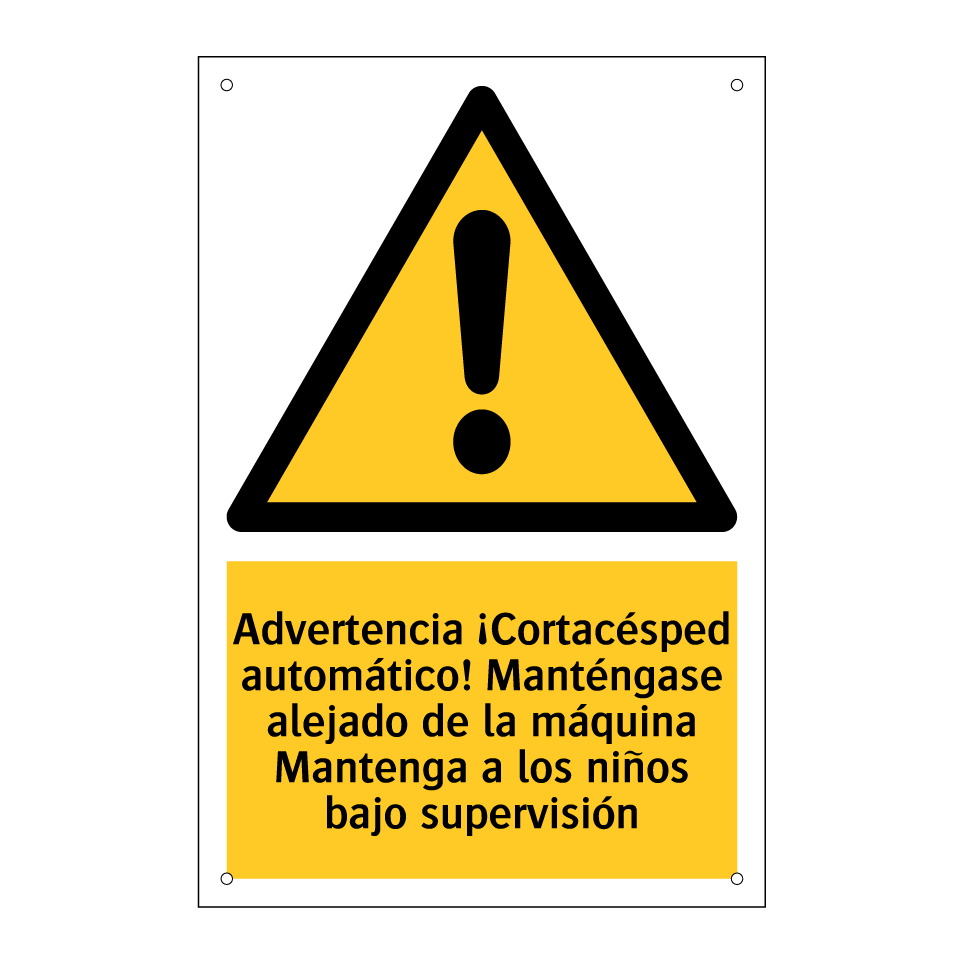 Advertencia ¡Cortacésped automático! Manténgase alejado de la máquina Mantenga a los niños bajo supervisión