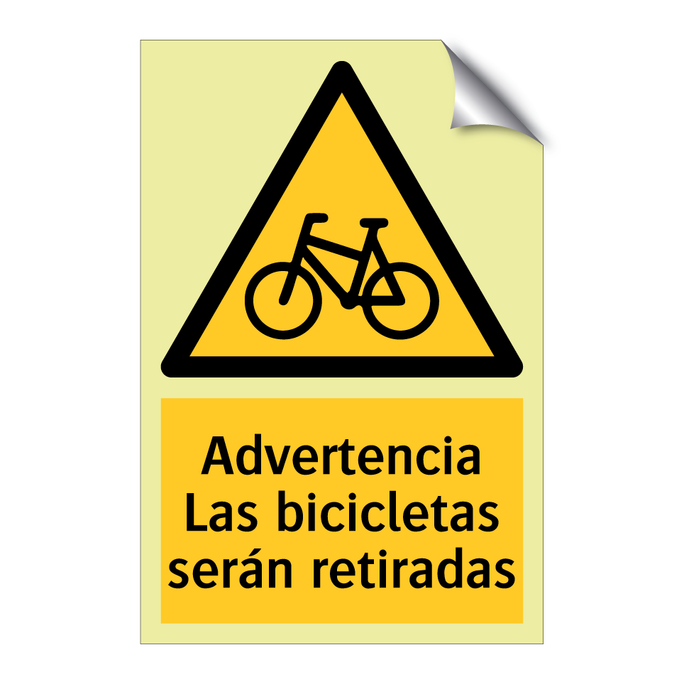 Advertencia Las bicicletas serán retiradas