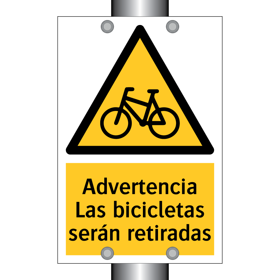 Advertencia Las bicicletas serán retiradas