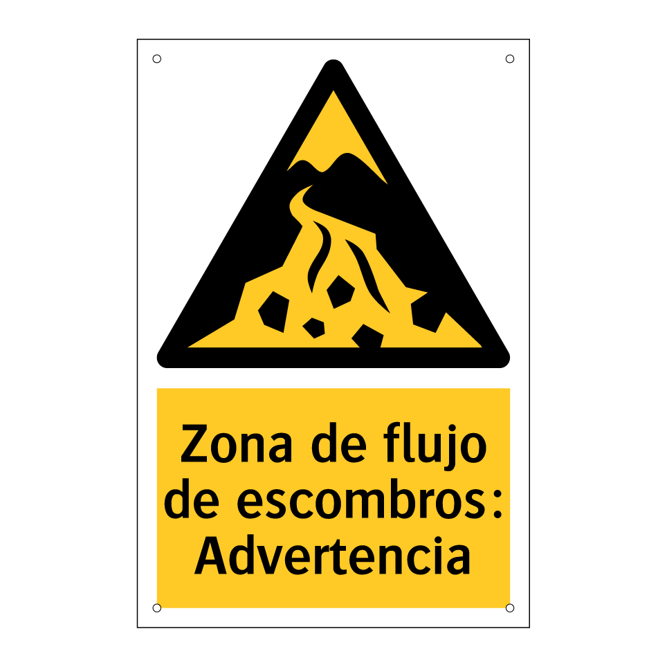 Zona de flujo de escombros: Advertencia