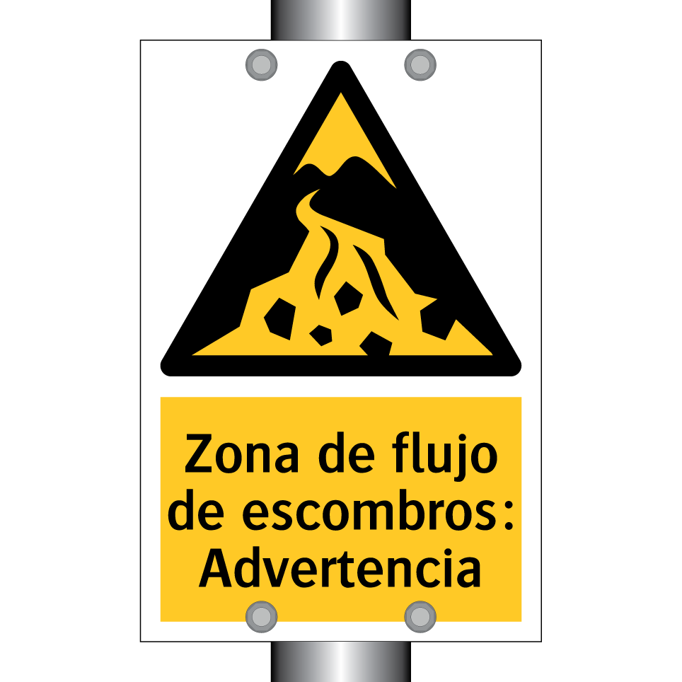 Zona de flujo de escombros: Advertencia