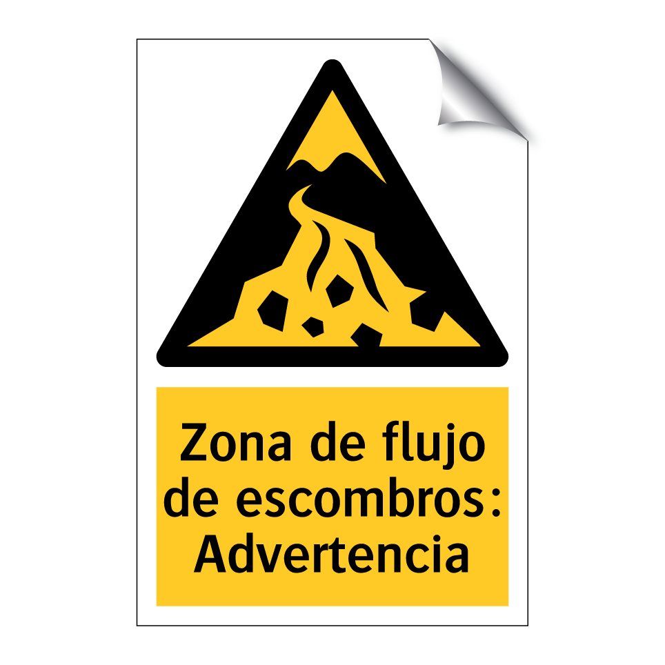 Zona de flujo de escombros: Advertencia