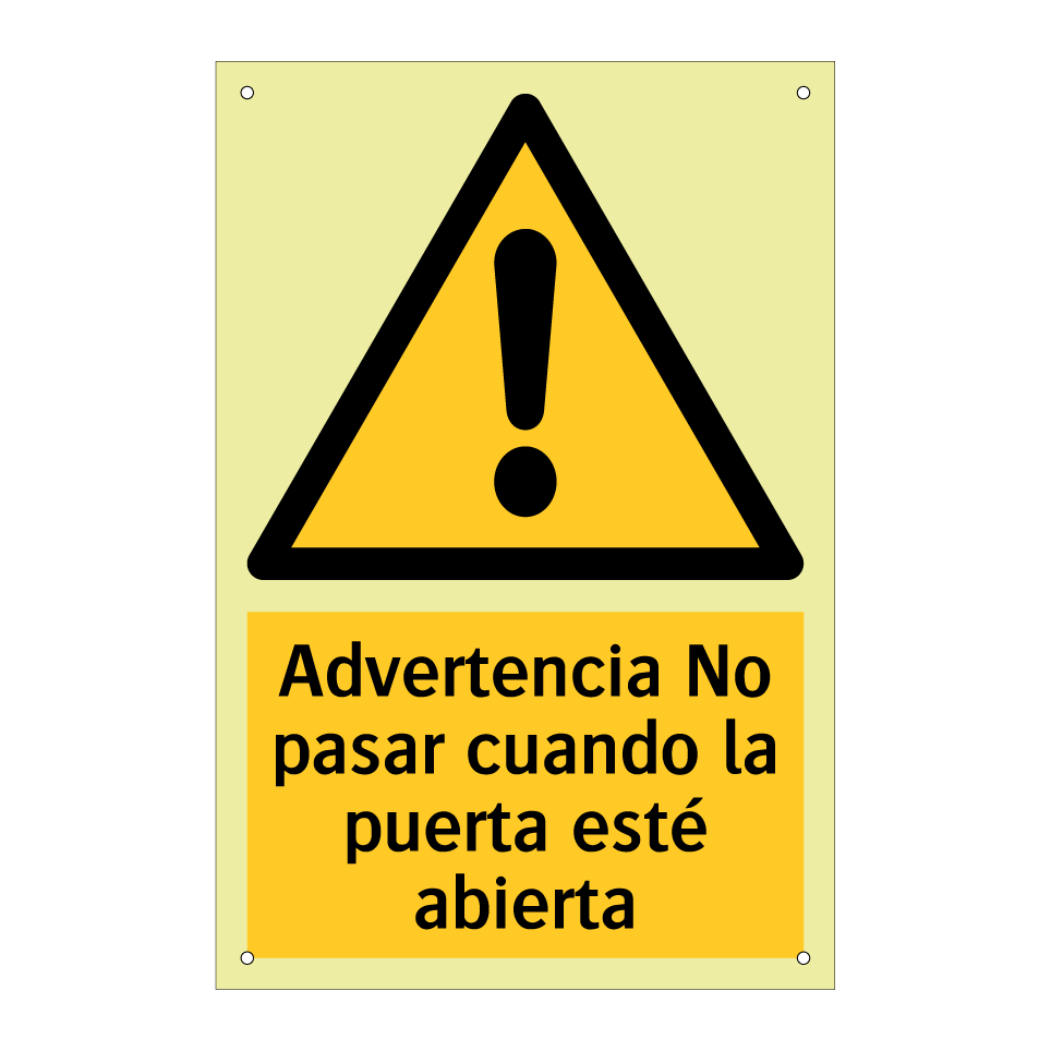Advertencia No pasar cuando la puerta esté abierta