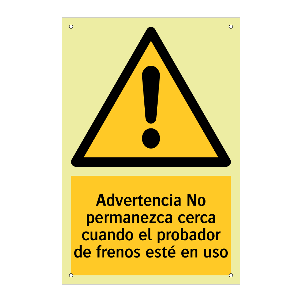 Advertencia No permanezca cerca cuando el probador de frenos esté en uso