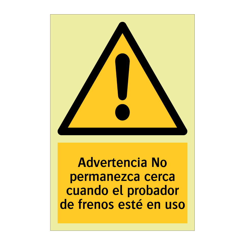 Advertencia No permanezca cerca cuando el probador de frenos esté en uso