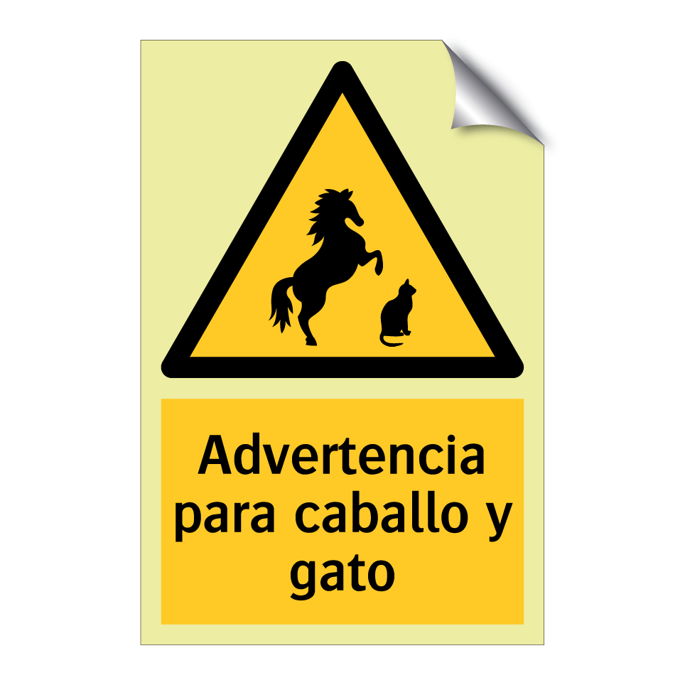 Advertencia para caballo y gato
